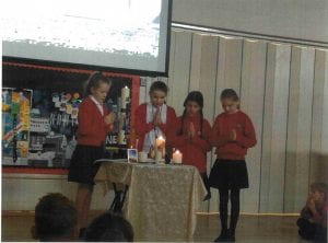 Year 6 Worship leaders leading Monday Worship